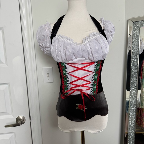 Whimsical vintage inspired dirndl corset top cottagecore oktoberfest S - Picture 3 of 7